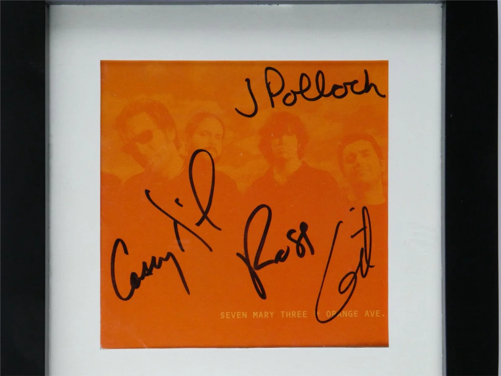 Seven Mary Three Signed CD Cover Orange Ave Framed Display Matted 7.75x13.25, image 2