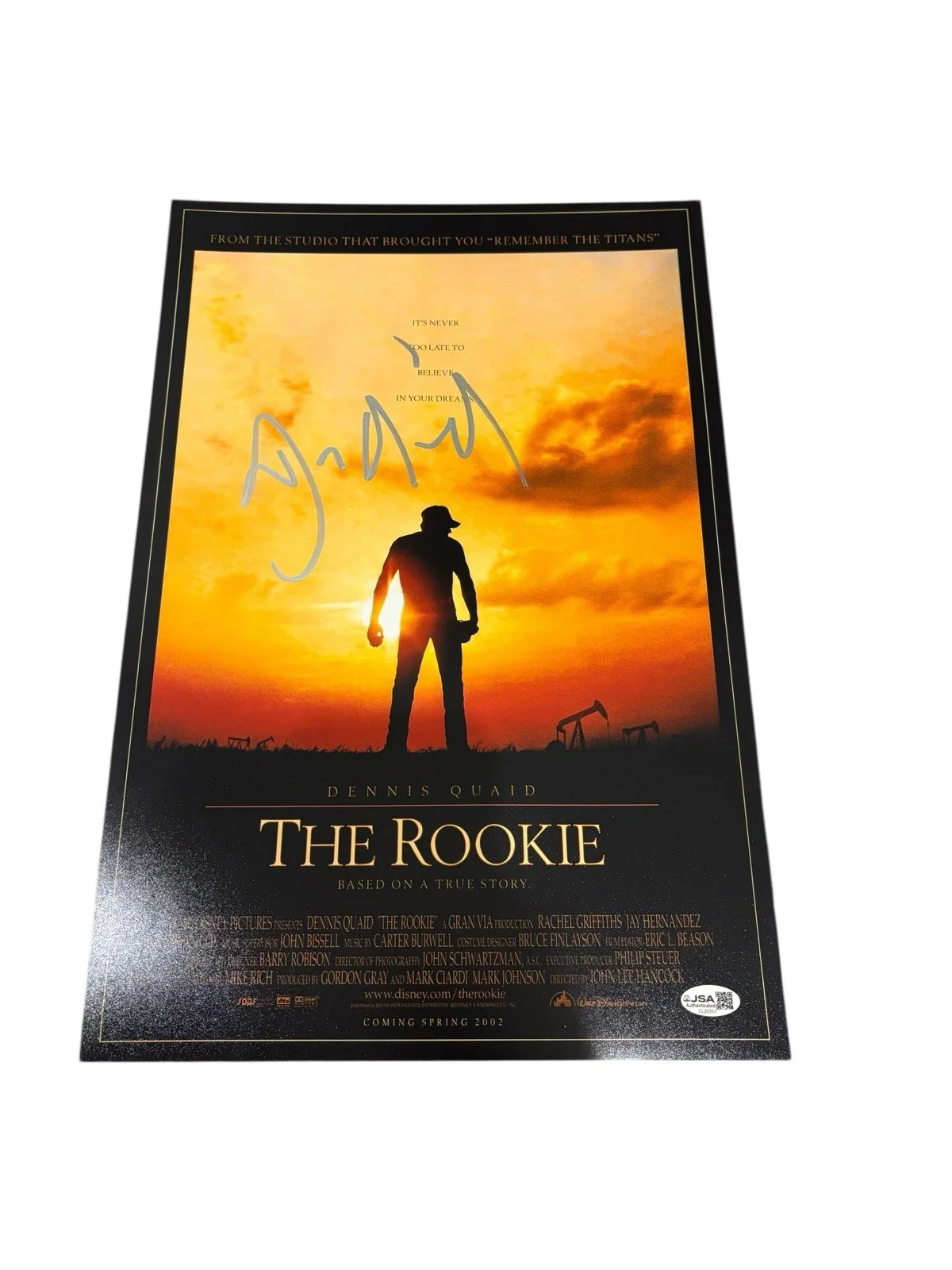 Dennis Quaid — DENNIS QUAID SIGNED AUTOGRAPH “THE ROOKIE” 12x18 PHOTO w/ EXACT PROOF + JSA COA, изображение 2