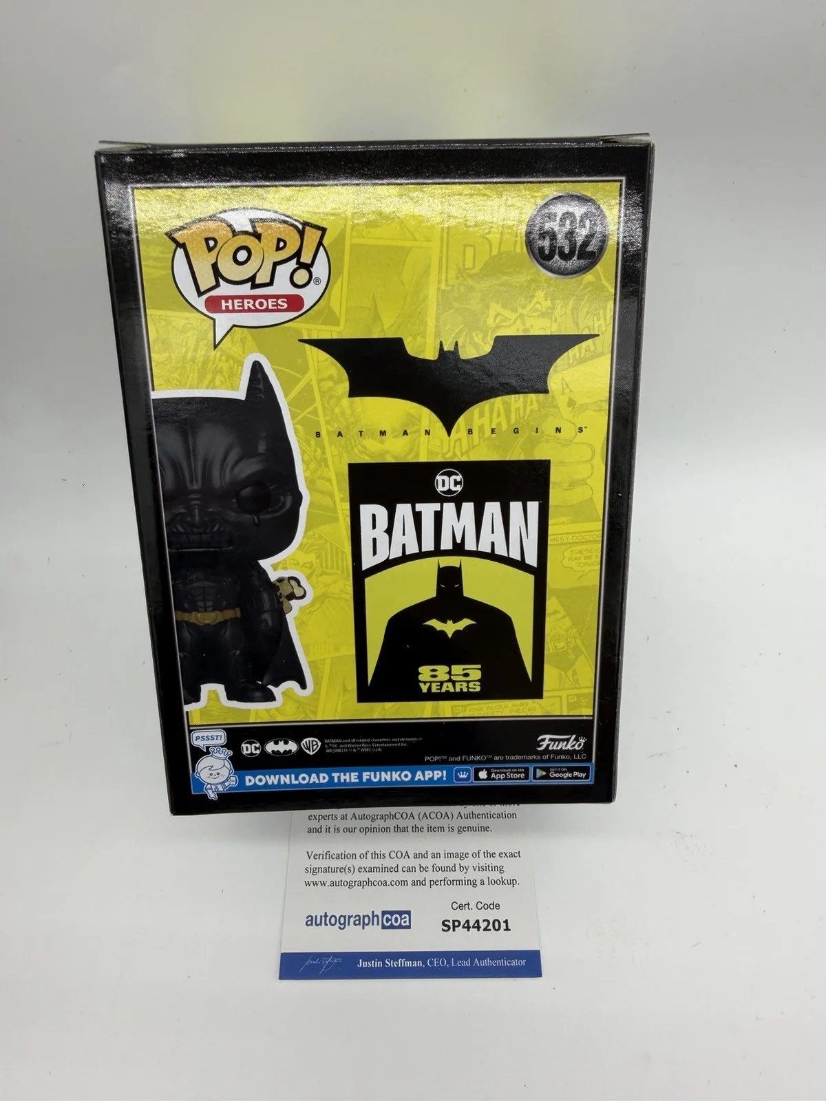 Christian Bale — Christian Bale signed Batman Fear Gas Funko Pop 532, image 4