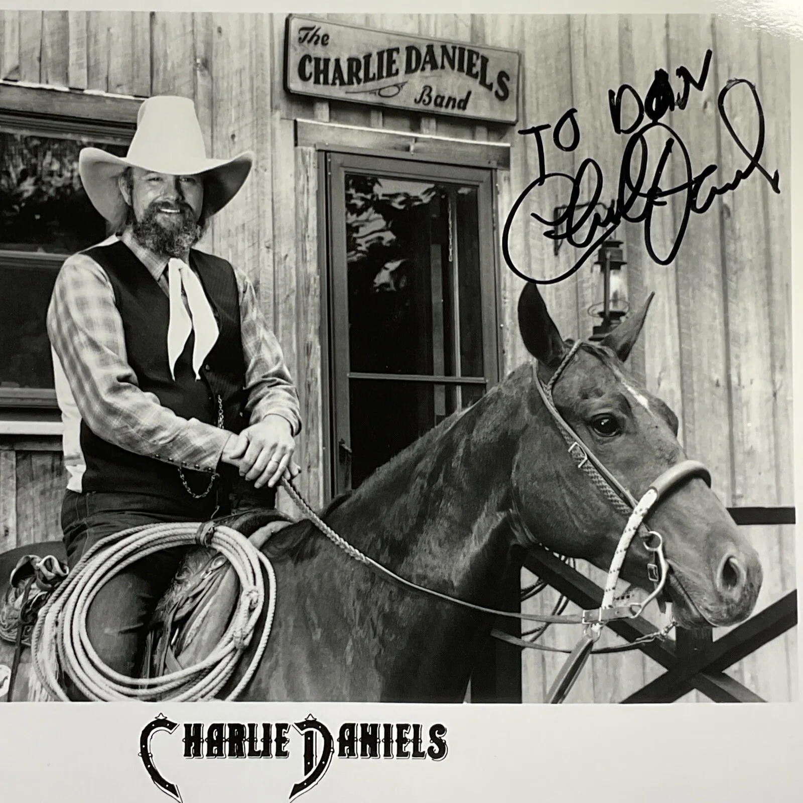 Charlie Daniels — Charlie Daniels Signed Autographed 8x10 Photo Country Music Singer OH HIS HORSE