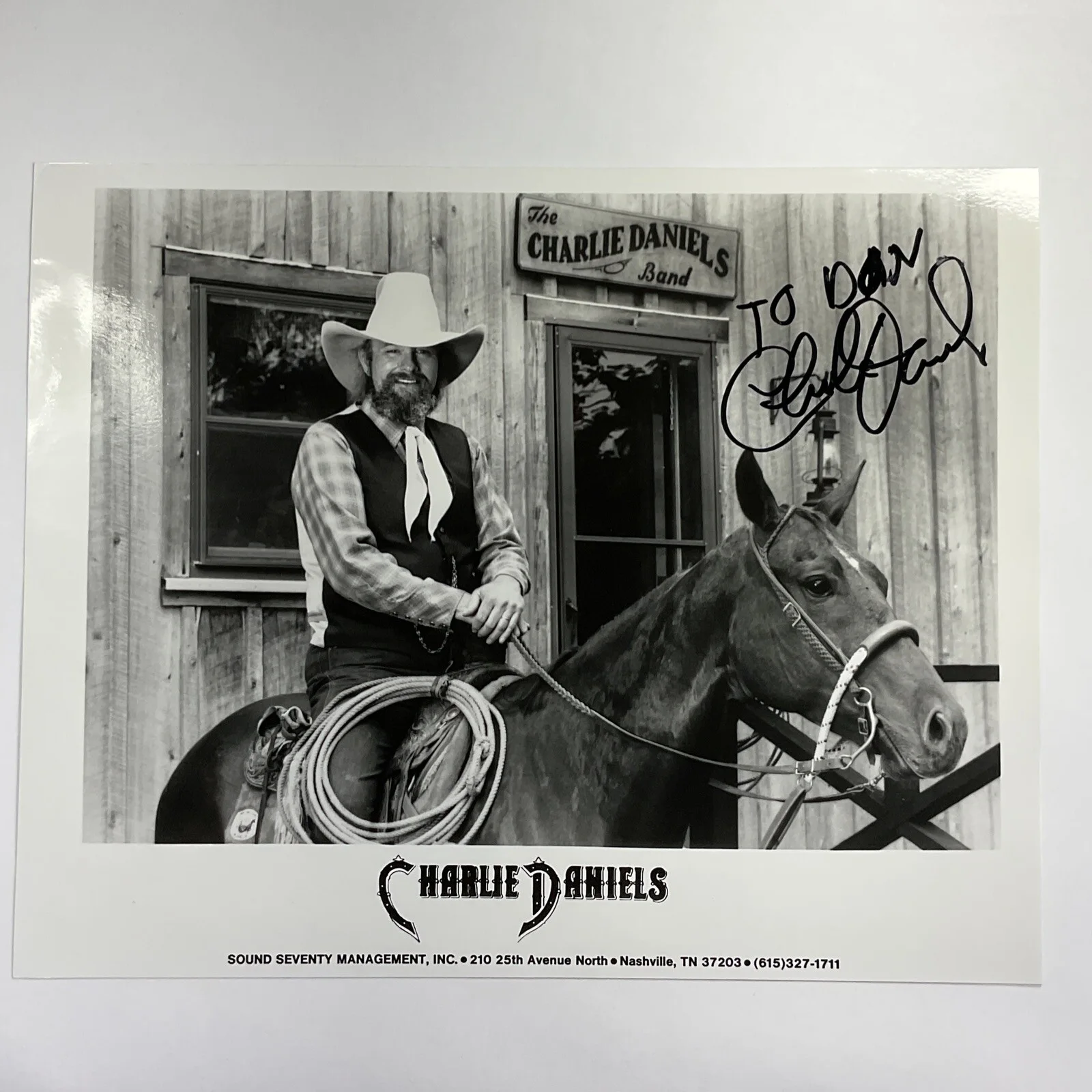 Charlie Daniels — Charlie Daniels Signed Autographed 8x10 Photo Country Music Singer OH HIS HORSE, изображение 2