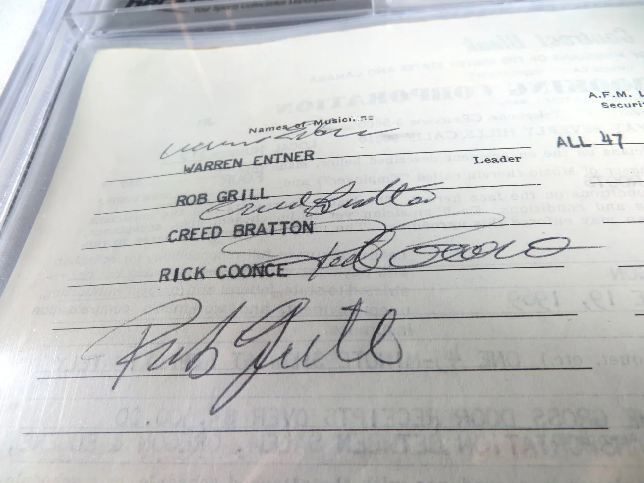 The Grass Roots Band Signed Autographed Contact 1969 Rob Grill Bratton BAS 973, изображение 3