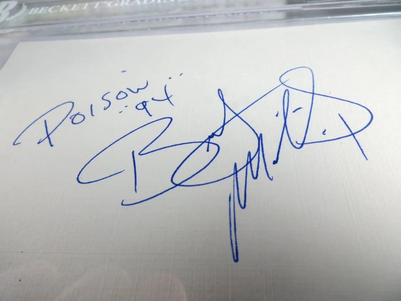 Bret Michaels Signed Autographed Index Card "Poison 94" Inscribed Beckett 813, изображение 2