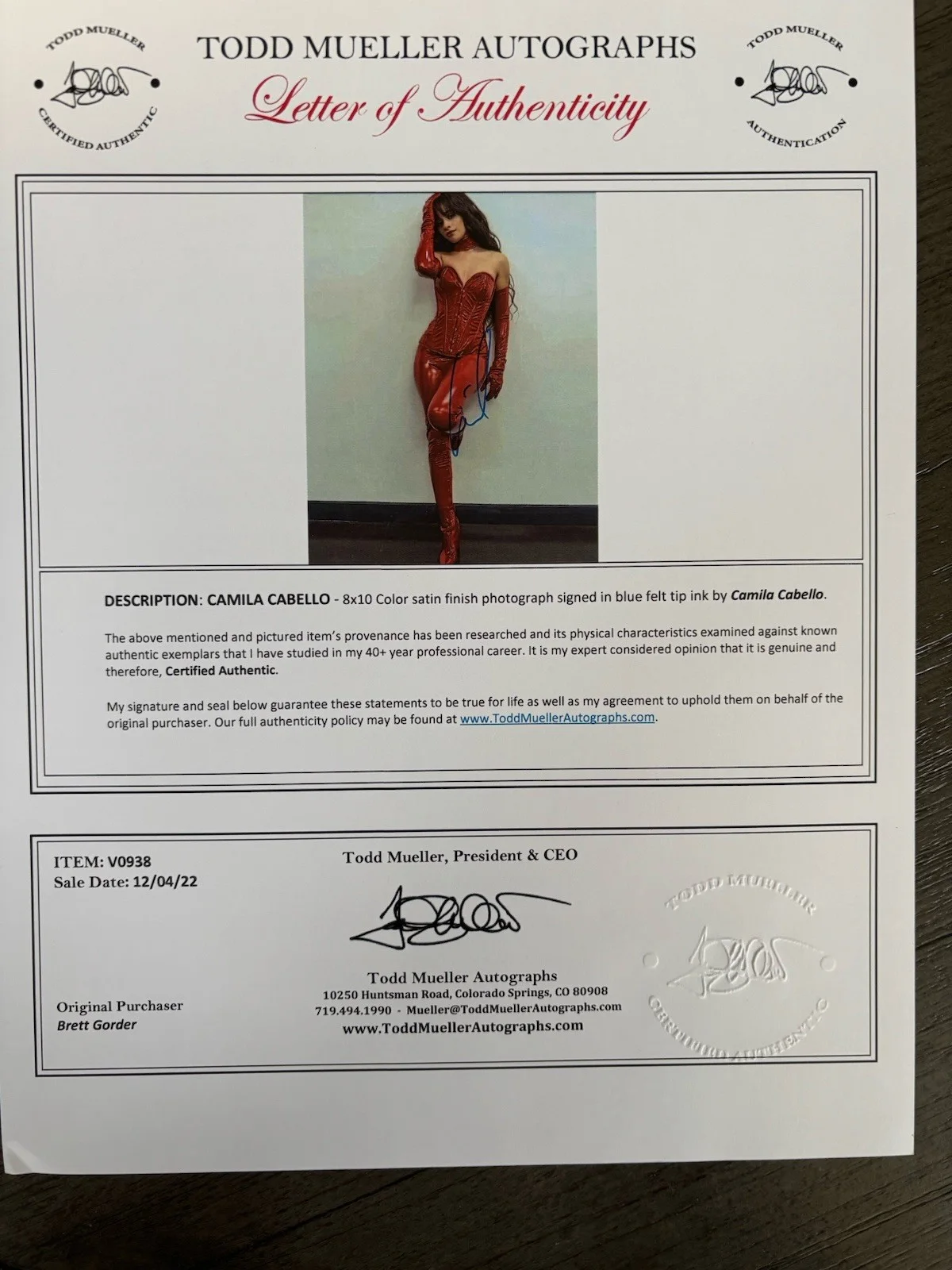 Camila Cabello Signed Autograph photo 8x10 Authentic Letter Authenticity, image 2
