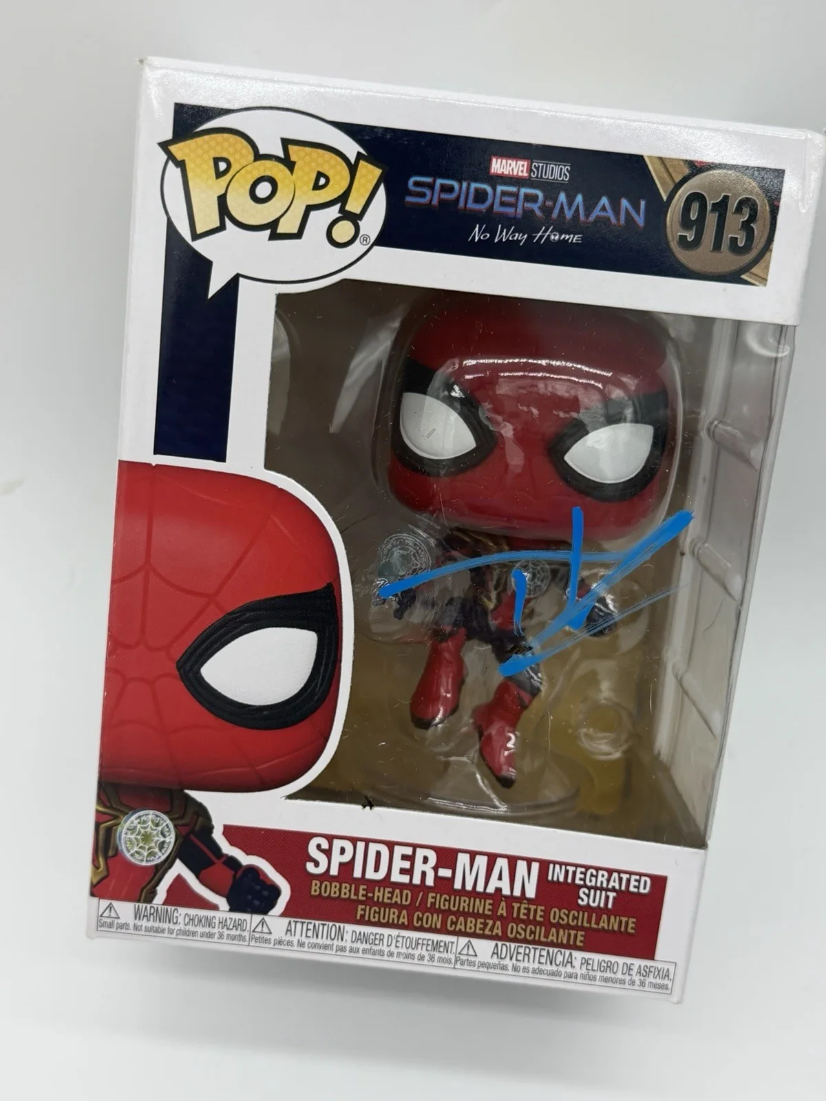 Tom Holland — Tom Holland Signed Spider Man Funko Pop 913 No Way Home Video Proof Toby McGuire