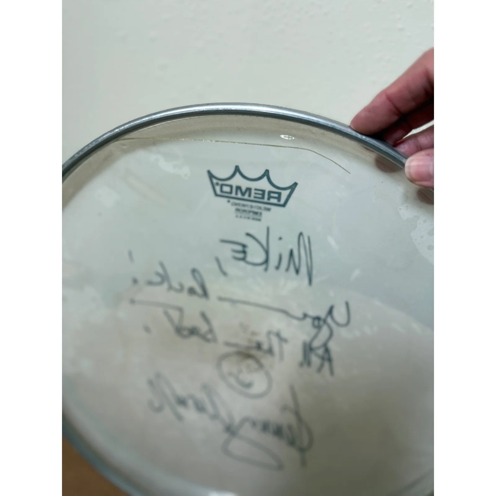 Kenny Aronoff Autographed Remo Weatherking Emperor Drum Head, изображение 5