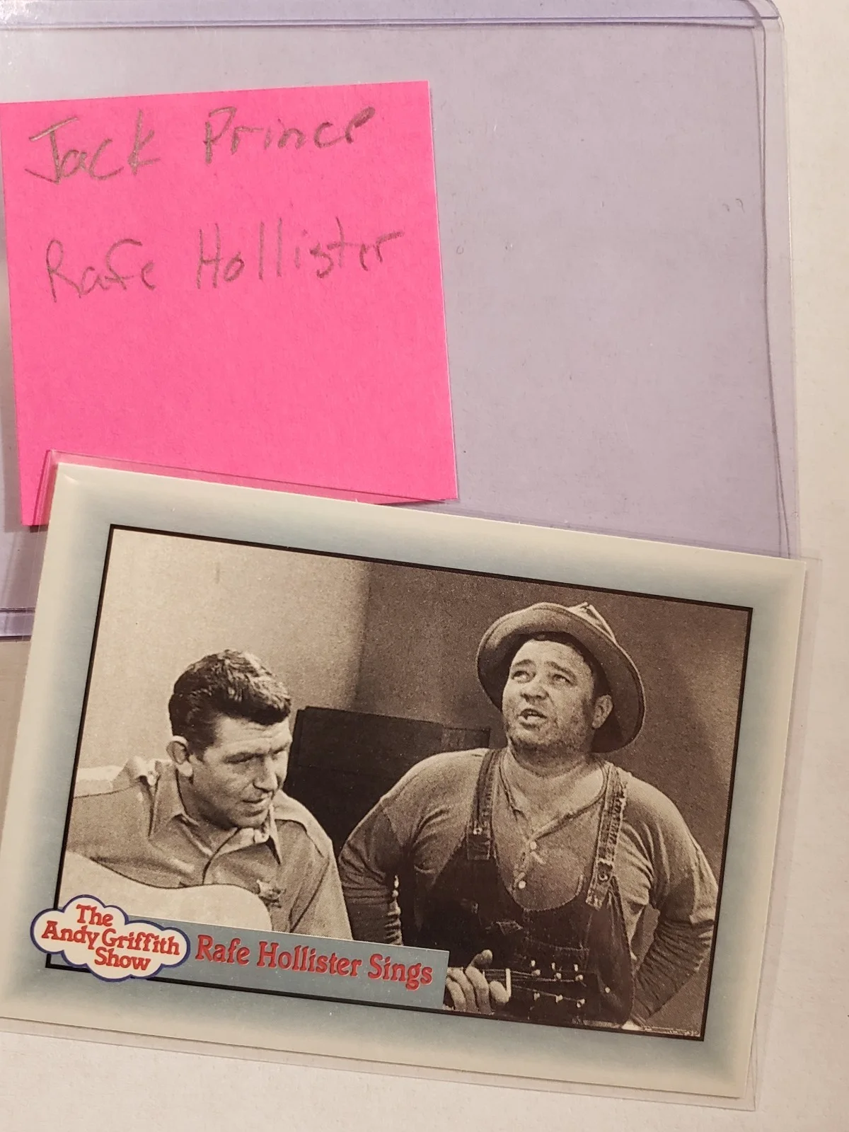 Jack, Jack Prince — RARE JACK PRINCE Signed RAFE HOLLISTER The Andy Griffith Show Trading Card
