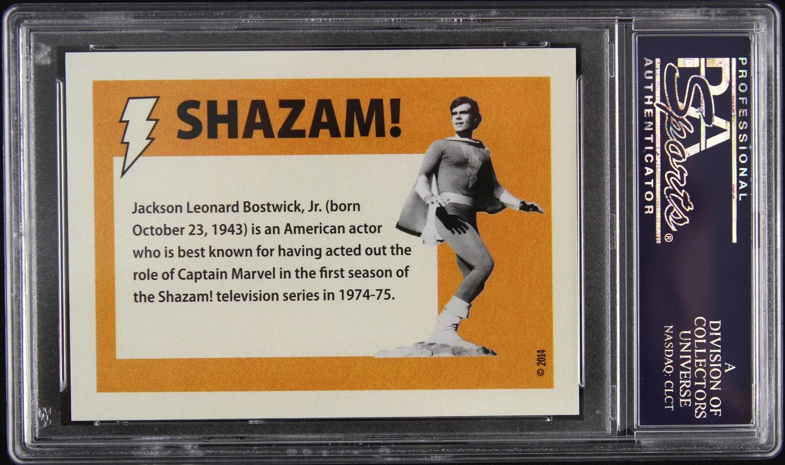 2014 Jackson Bostwick Captain Marvel Shazam! Signed Card (PSA/DNA Slabbed), image 2