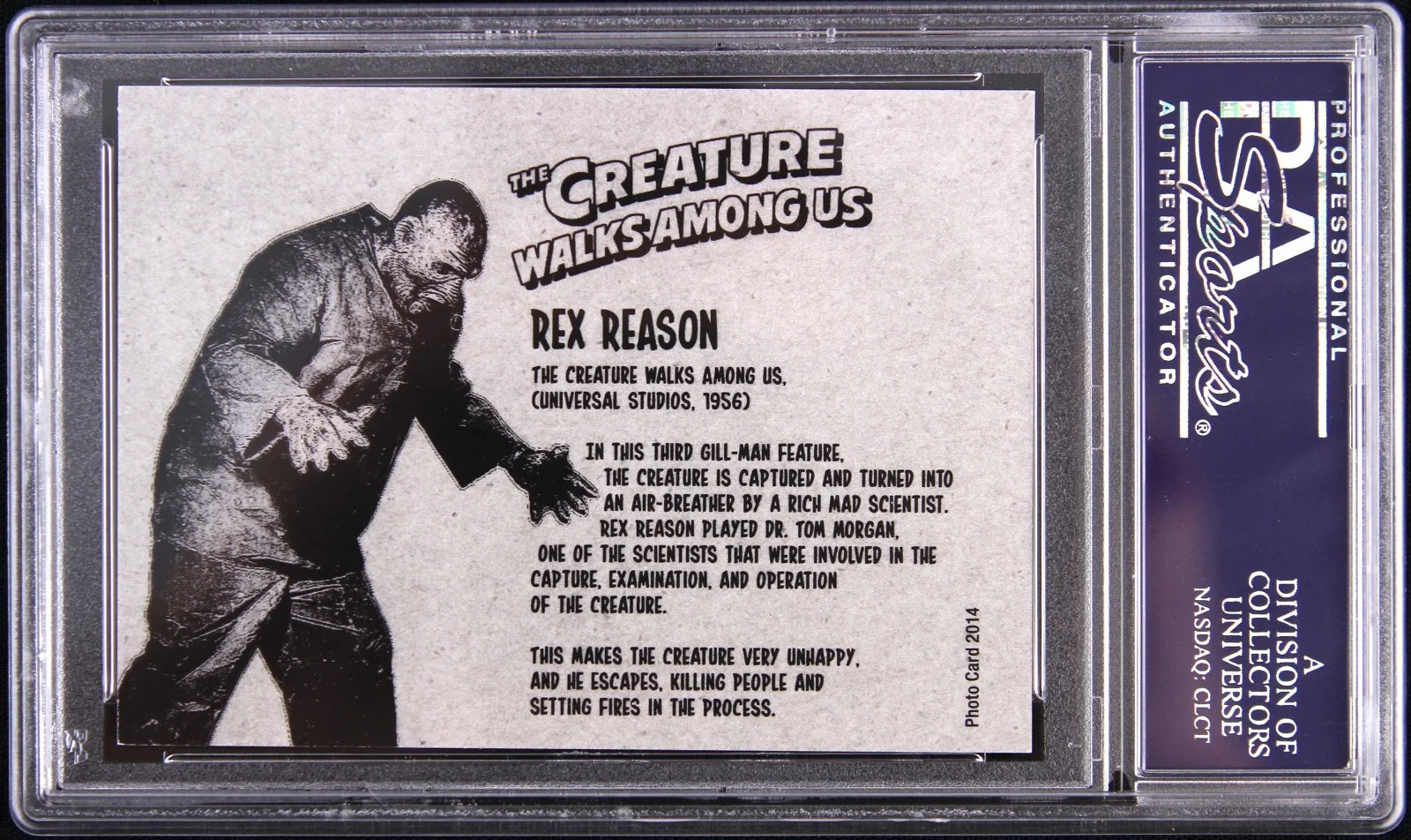 2014 Rex Reason Signed The Creature Walks Among Us Card (PSA/DNA Slabbed), image 2