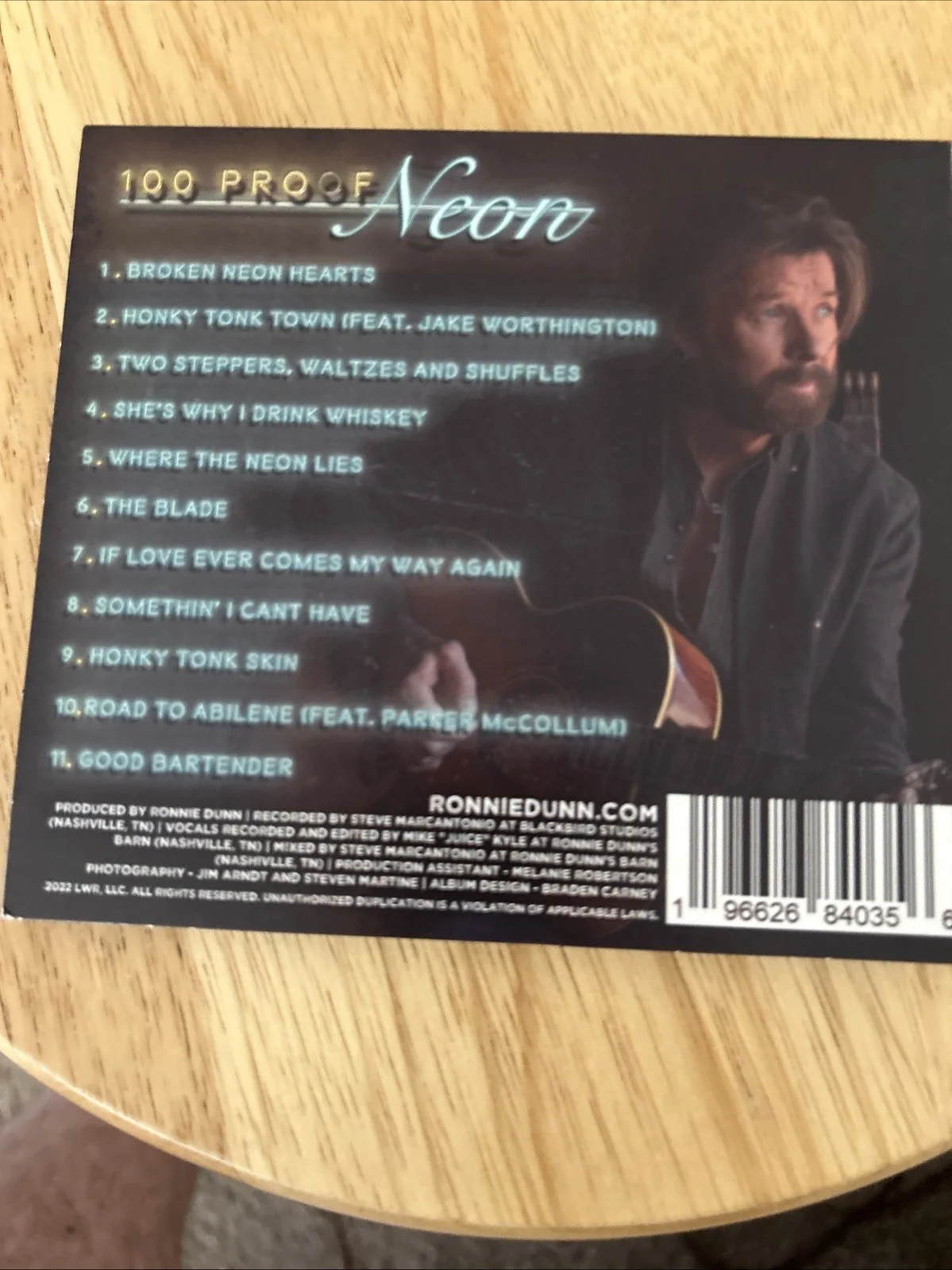 Ronnie Dunn Hand Signed Autograph 100 Proof Neon CD, image 2