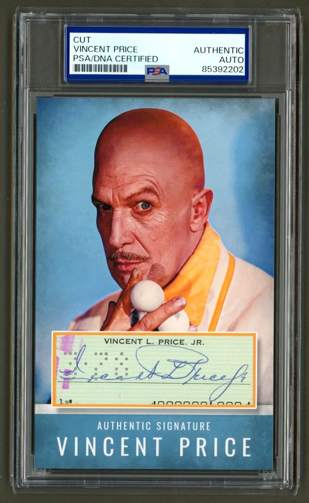 Vincent Price — Vincent Price Signed Cut (PSA) Egghead 1960s Batman Tv Series Photo Card Auto