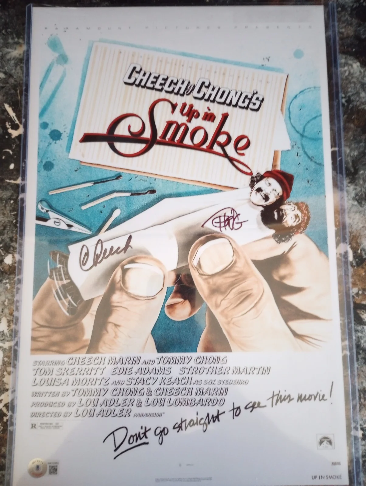 Cheech Marin and Tommy Chong — Cheech and Chong Signed 11x17 Up in Smoke Poster Photo Beckett BAS