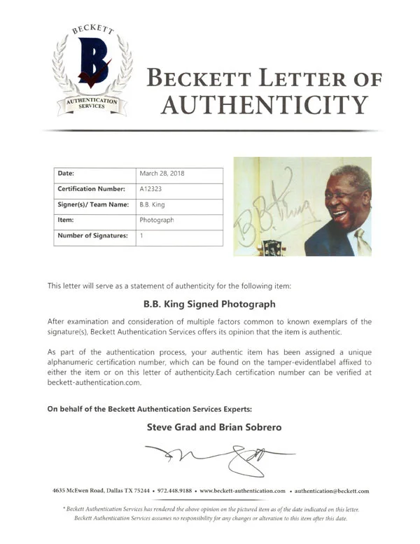 B.B. KING SIGNED AUTOGRAPHED 11x14 PHOTO CELEBRATED BLUES GUITARIST BECKETT BAS, изображение 3