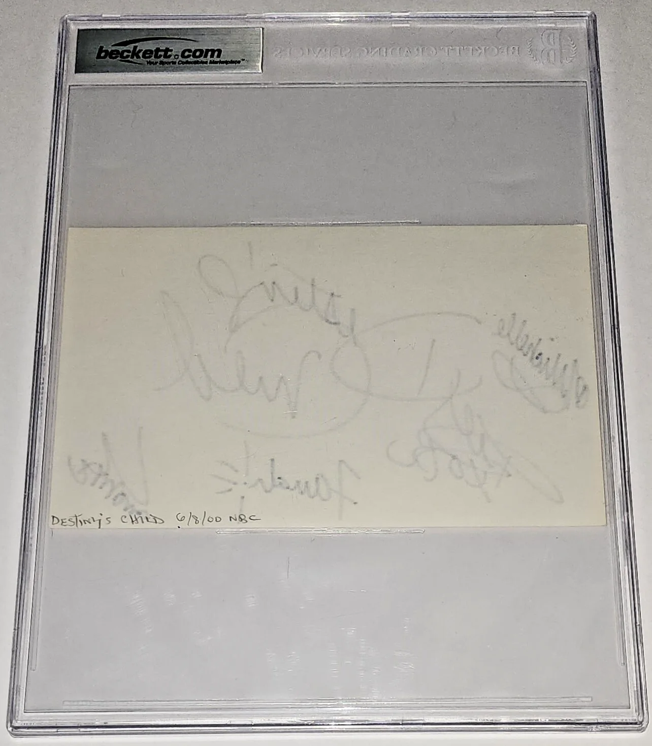 DESTINY'S CHILD SIGNED 5X8 INDEX CARD BEYONCE KELLY MICHELLE FARRAH BAS SLABBED, изображение 2
