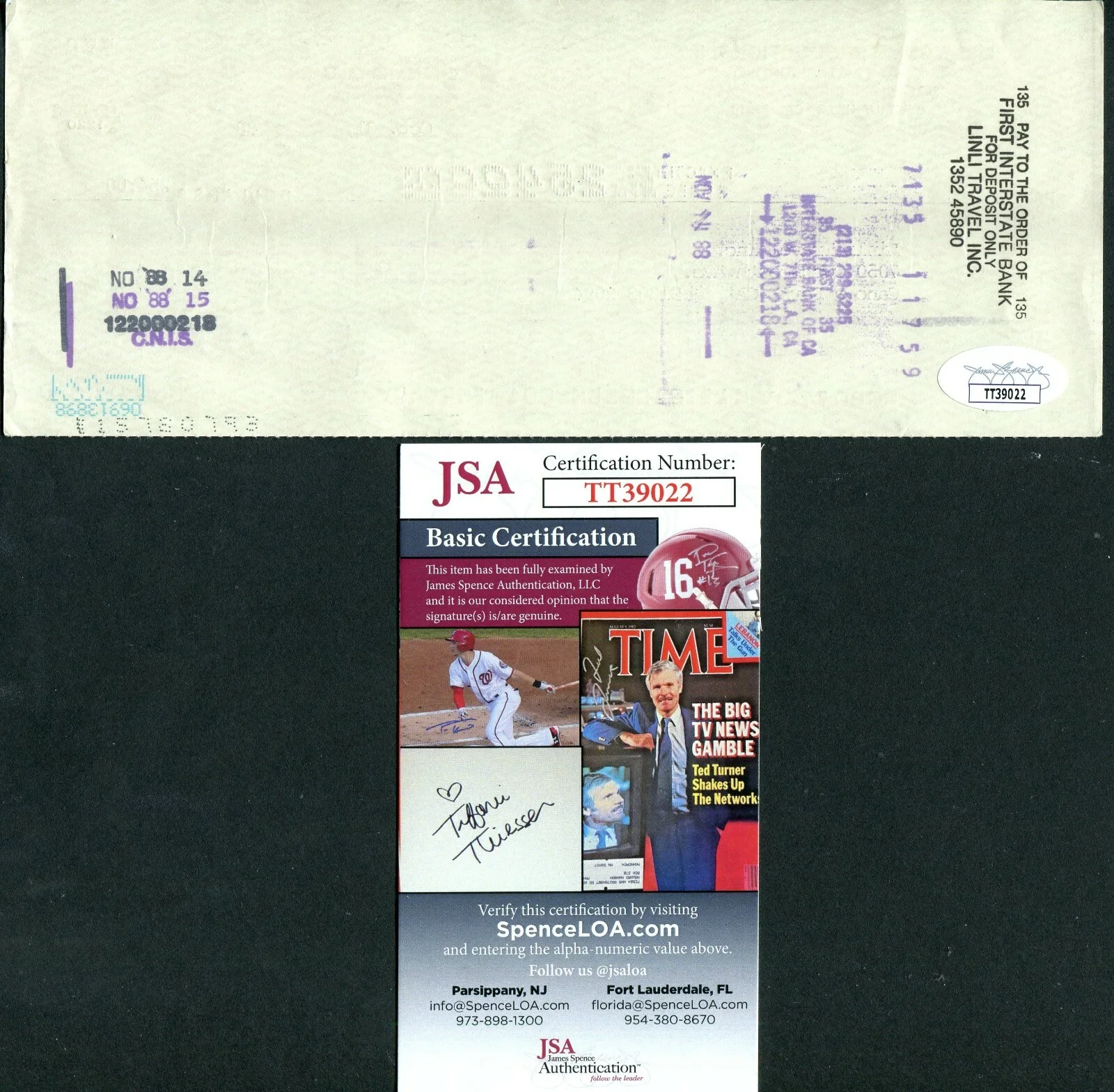 MEL TORME SIGNED BUSINESS CHECK JAZZ MUSICIAN SINGER DRUMMER COMPOSER ACTOR JSA, изображение 2