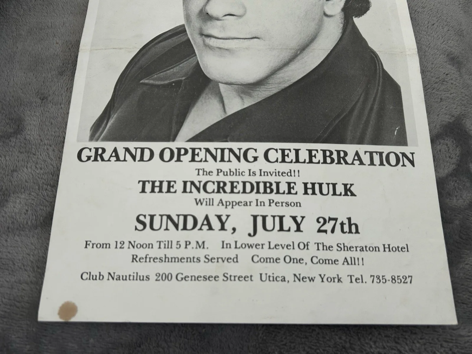 Lou Ferrigno — Lou Ferrigno Signed Club Nautilus Grand Opening Poster Utica NY 1985 The Hulk, изображение 4