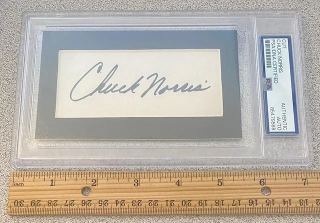 CHUCK NORRIS SIGNED AUTO CUT SIGNATURE PSA/DNA SLAB/ENCASED WALKER, TEXAS RANGER, image 3