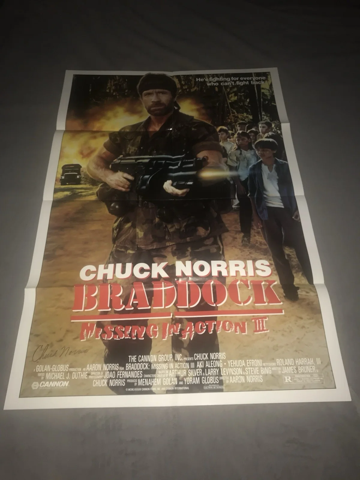 Chuck Norris — Large SIGNED Chuck Norris Missing In Action 3 Poster Auto 27X40 Authentic #D, image 2