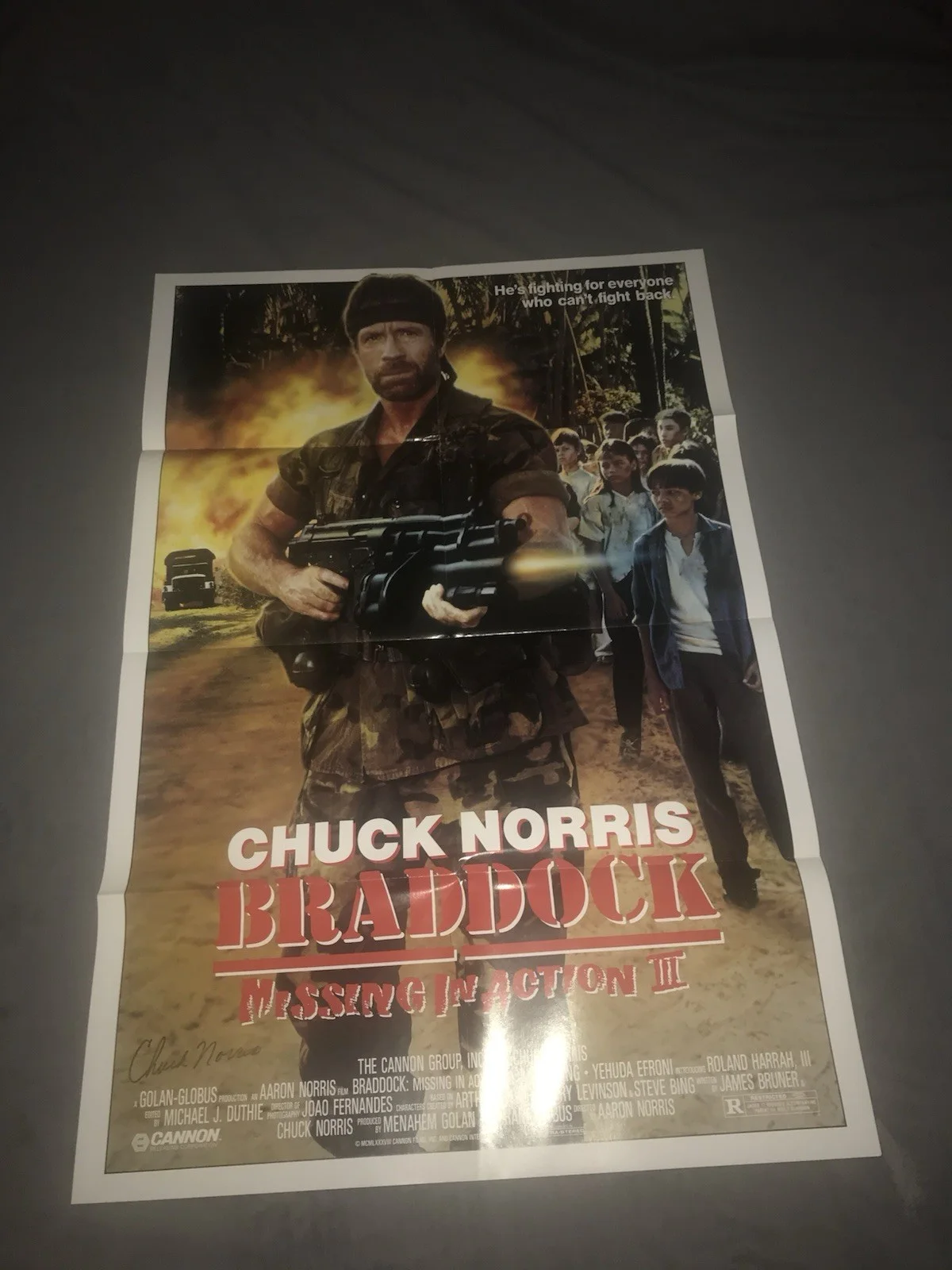 Chuck Norris — Large SIGNED Chuck Norris Missing In Action 3 Poster Auto 27X40 Authentic #D, image 3