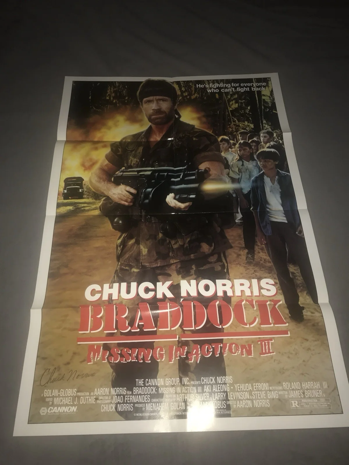 Chuck Norris — Large SIGNED Chuck Norris Missing In Action 3 Poster Auto 27X40 Authentic #C, image 3