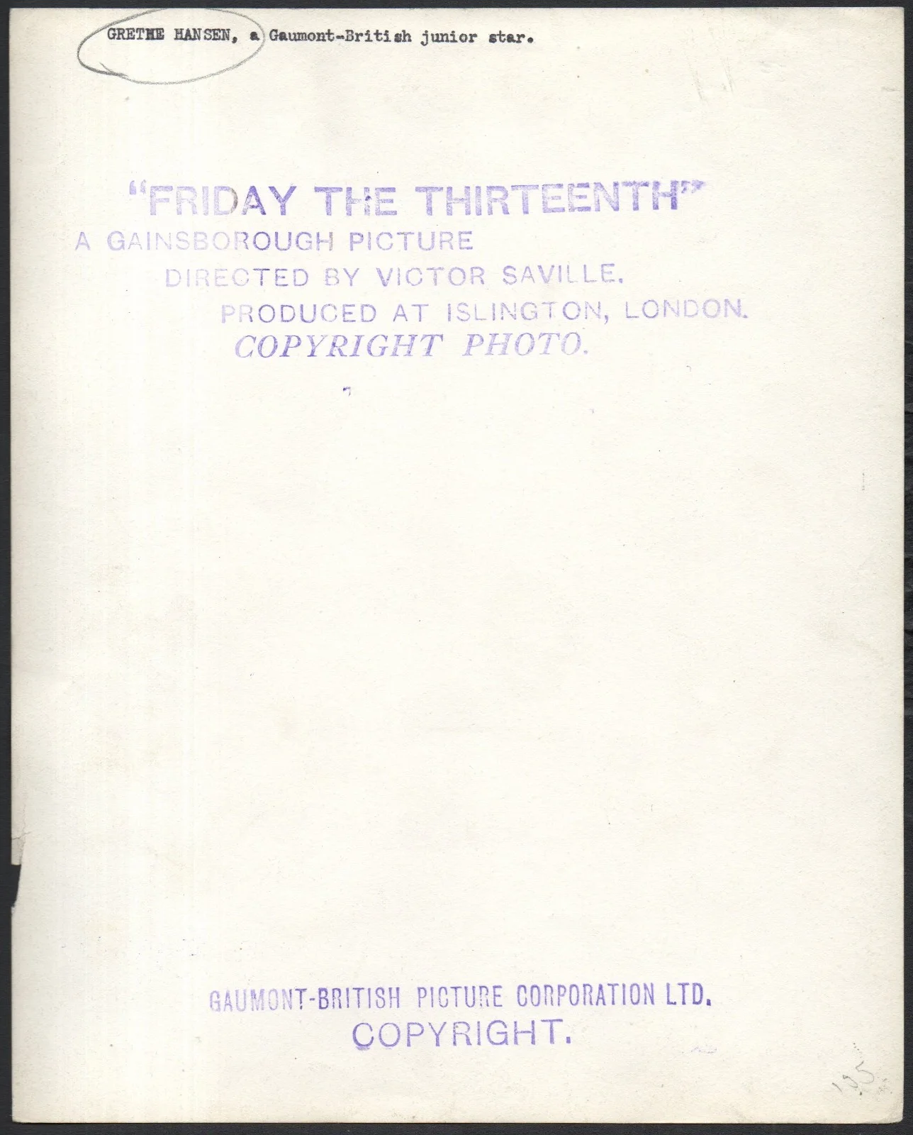 FRIDAY THE THIRTEENTH 1933 GRETHE HANSEN Victor Saville 10x8 PORTRAIT, изображение 2