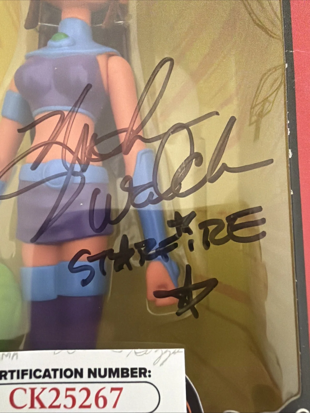 Hynden Walch Signed Starfire Teen Titans Figure JSA Auto Inscribed Bandai NIB, изображение 3