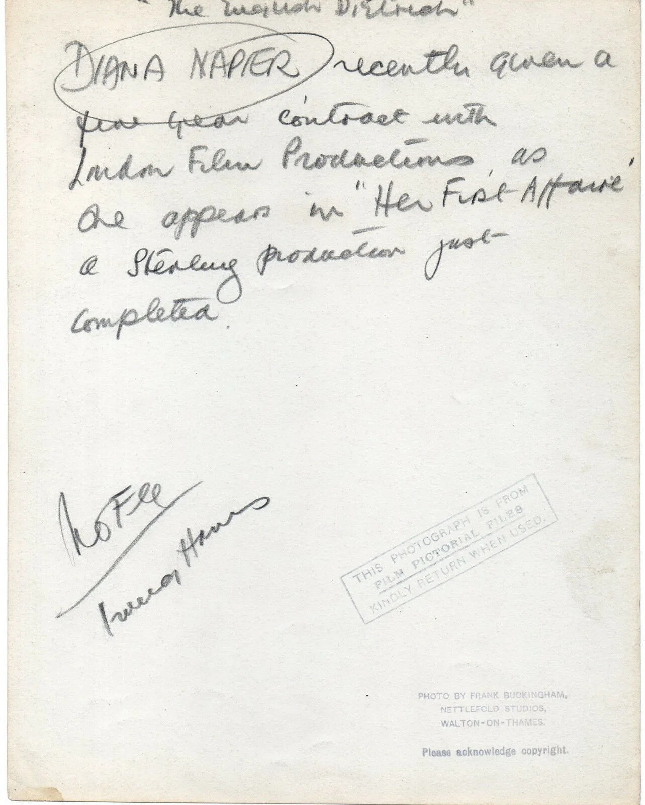 HER FIRST AFFAIRE 1932 DIANA NAPIER - Frank Buckingham Allan Dwan PORTRAIT, изображение 2