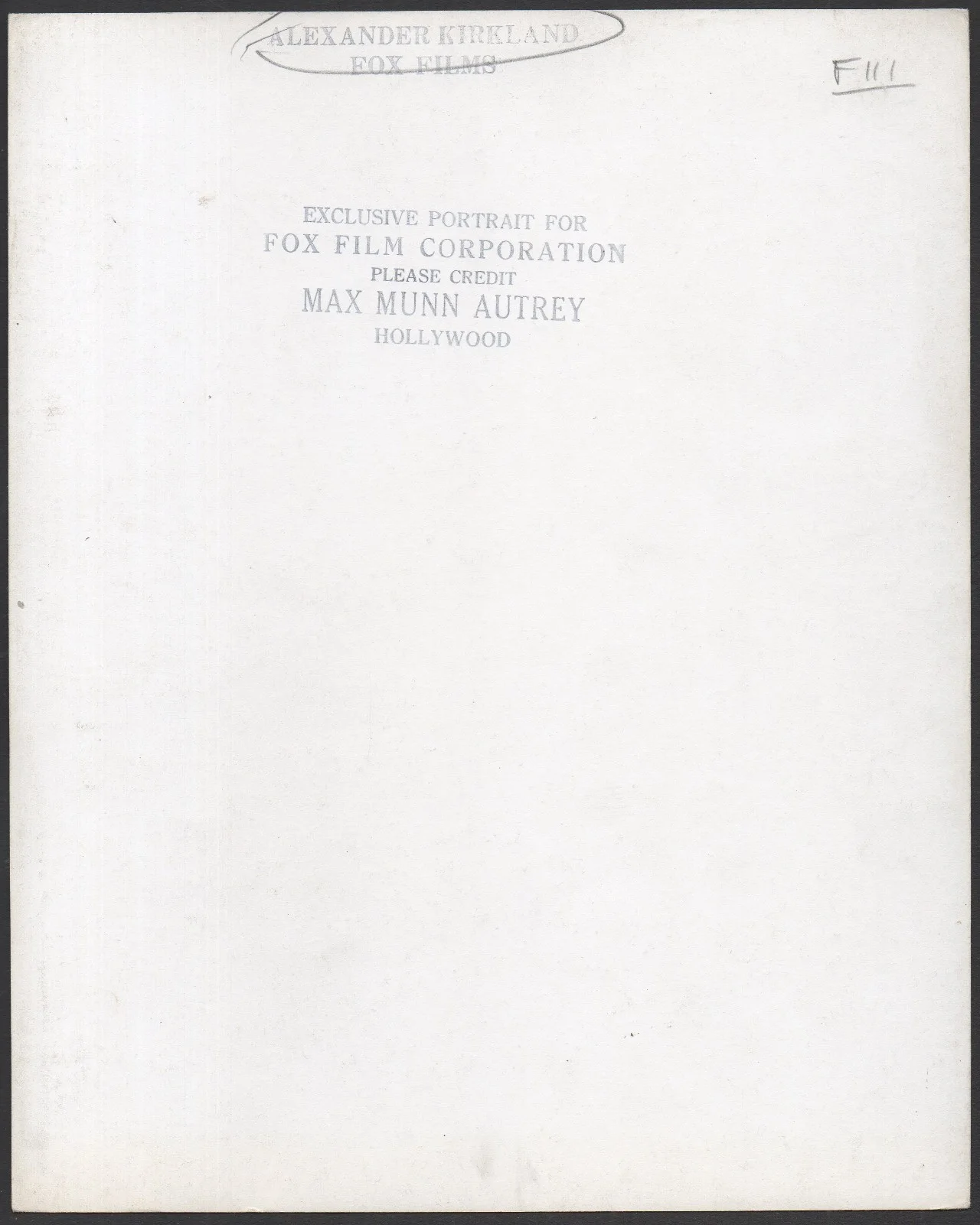 ALEXANDER KIRKLAND 1930s Max Munn Autrey 10x8 PORTRAIT Fox, изображение 2