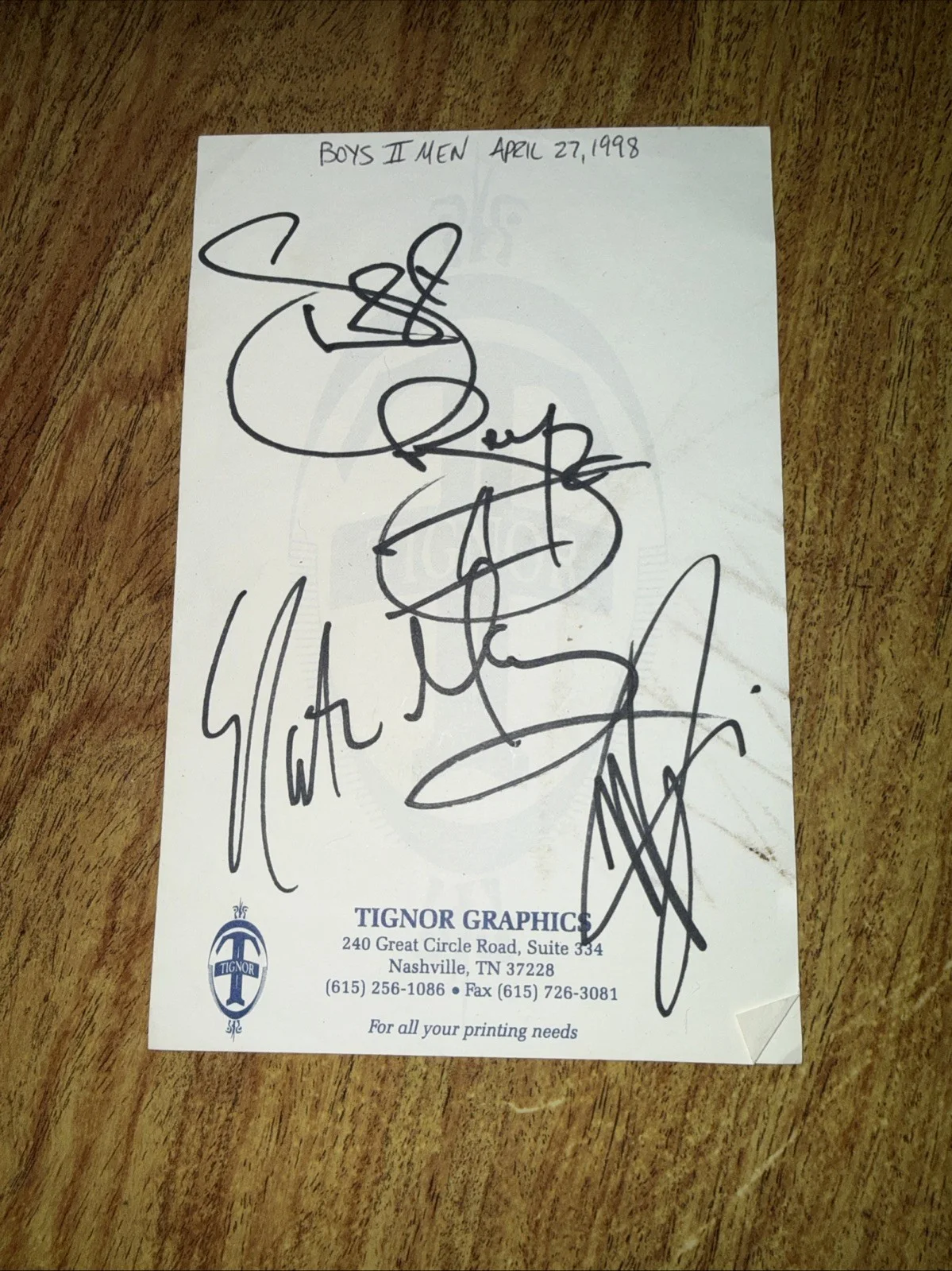 Unique Boys II Men Autograph 1998 Authentic, image 2