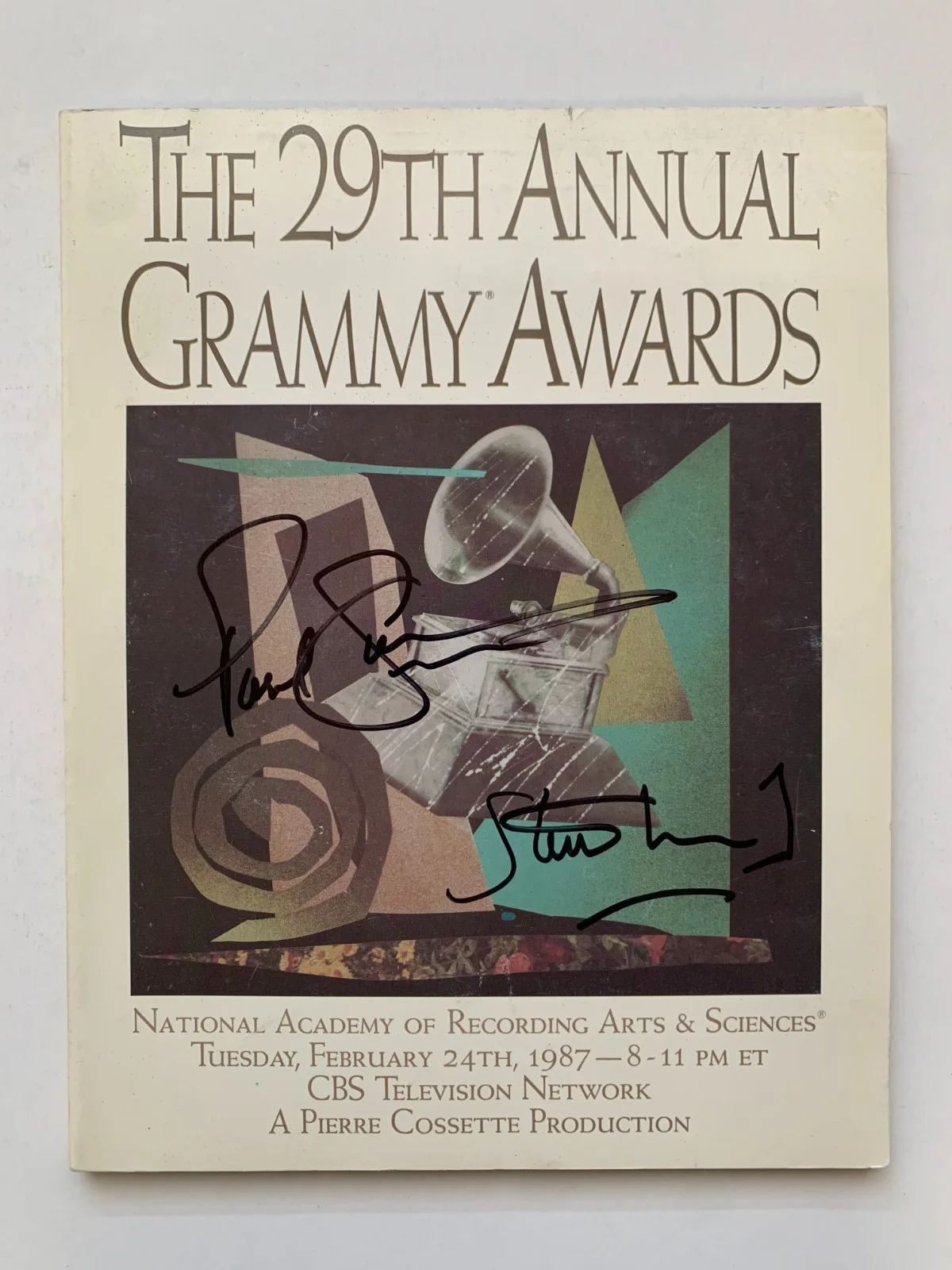 PAUL SIMON & STEVE WINWOOD signed 29th Grammy Awards program, with COA, image 4