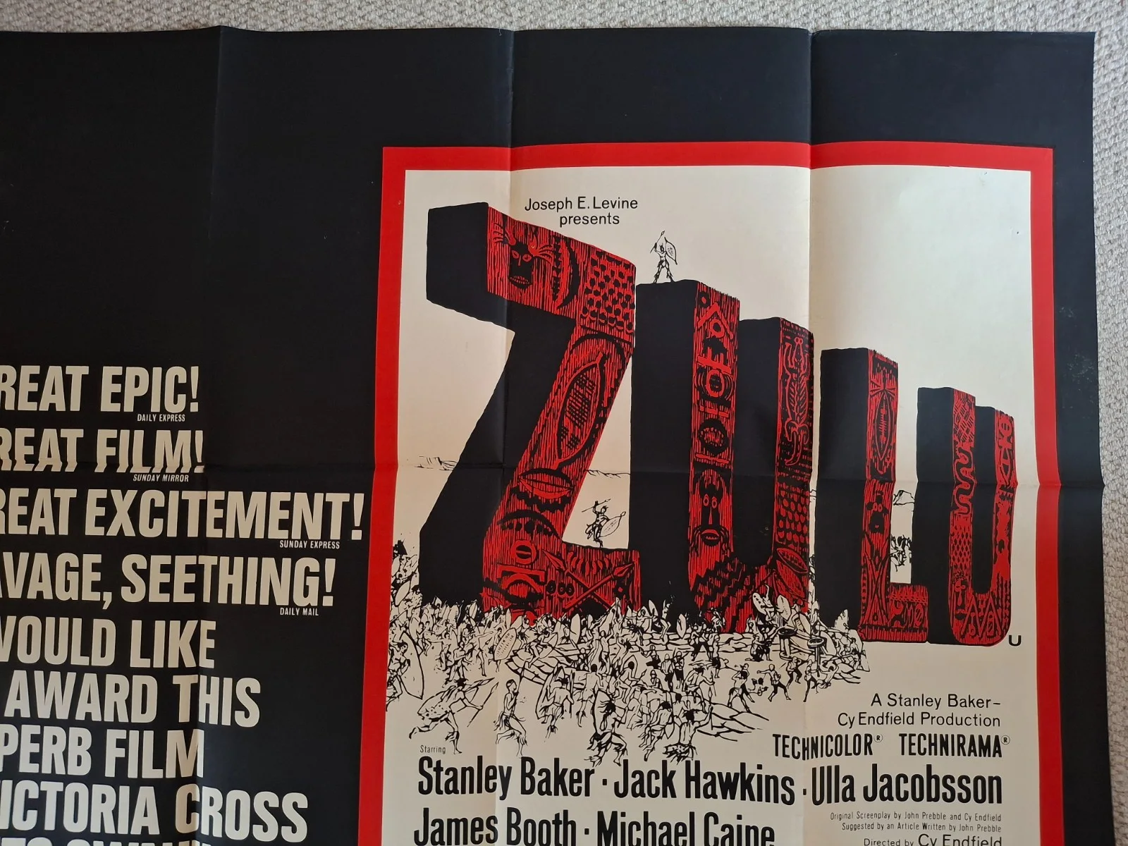 Zulu Rare & Original RR Original UK Quad Film Cinema Movie Poster 40x30 Folded, изображение 4