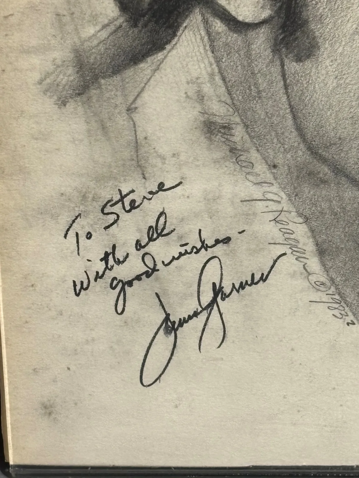 James Garner Micheal Reagan — 1983 MICHEAL REAGAN Original 11x14 Portrait pencil drawing JAMES GARNER Maverick, image 3