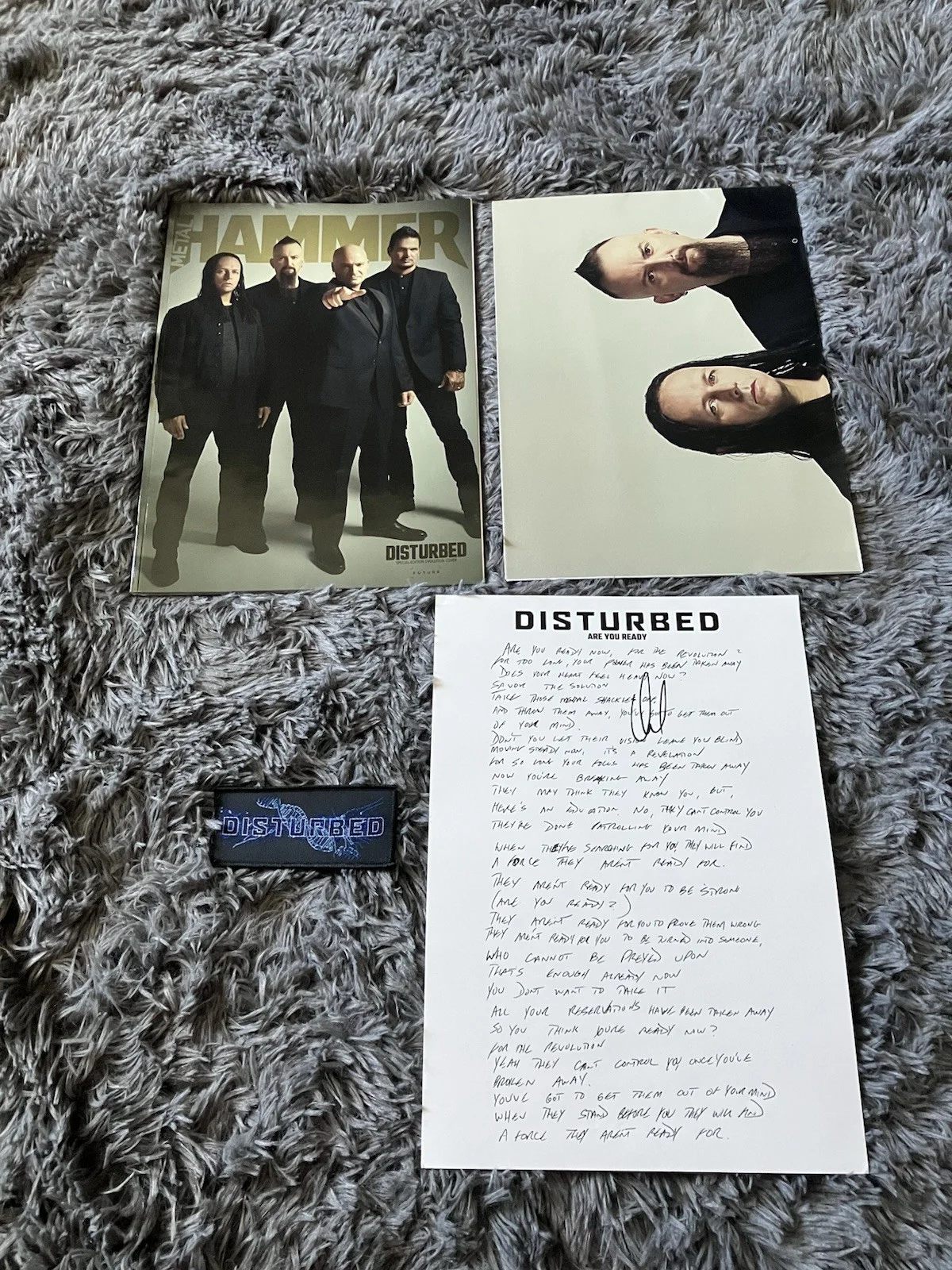 Disturbed band Autographed Lyric Sheet, image 2