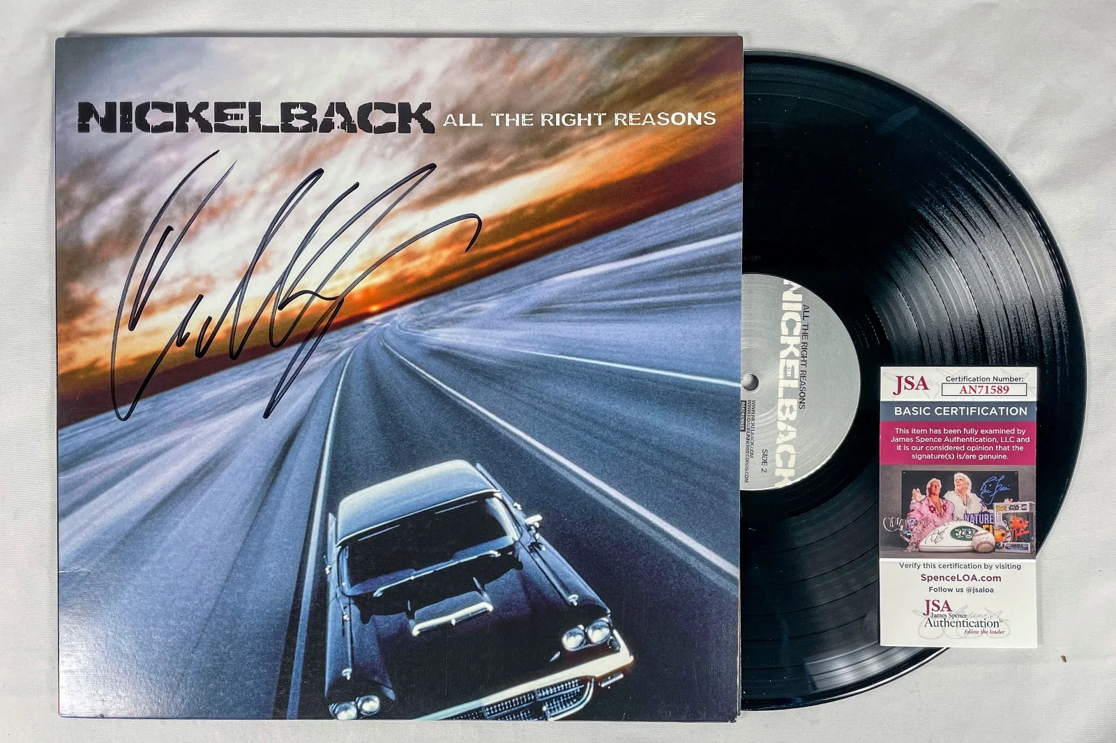 Chad Kroeger Signed Nickelback ALL THE RIGHT REASONS Vinyl Album PROOF JSA, изображение 5