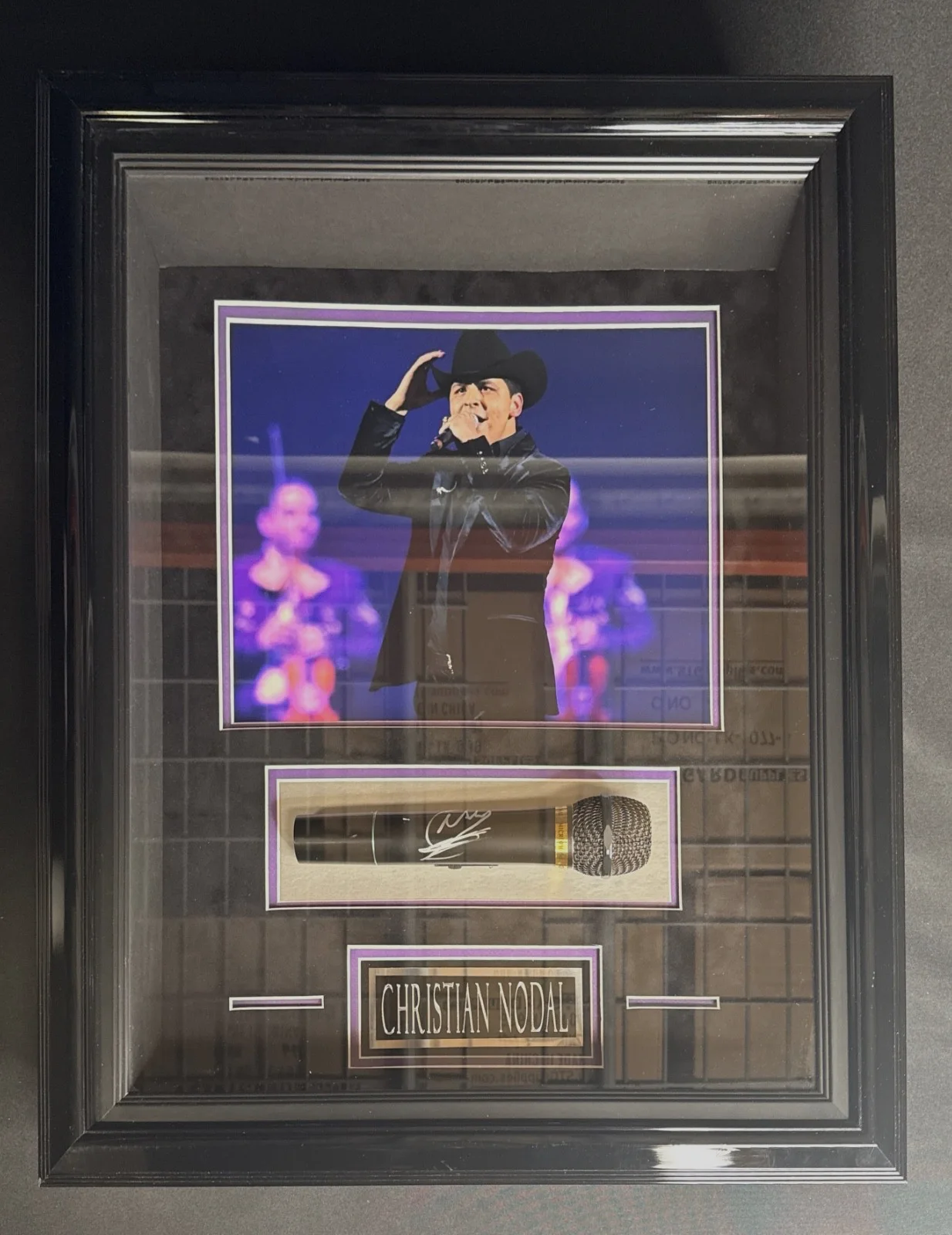 Christian Nodal — Christian Nodal Signed Microphone Shadow Box Framed Music Superstar PSA, image 2