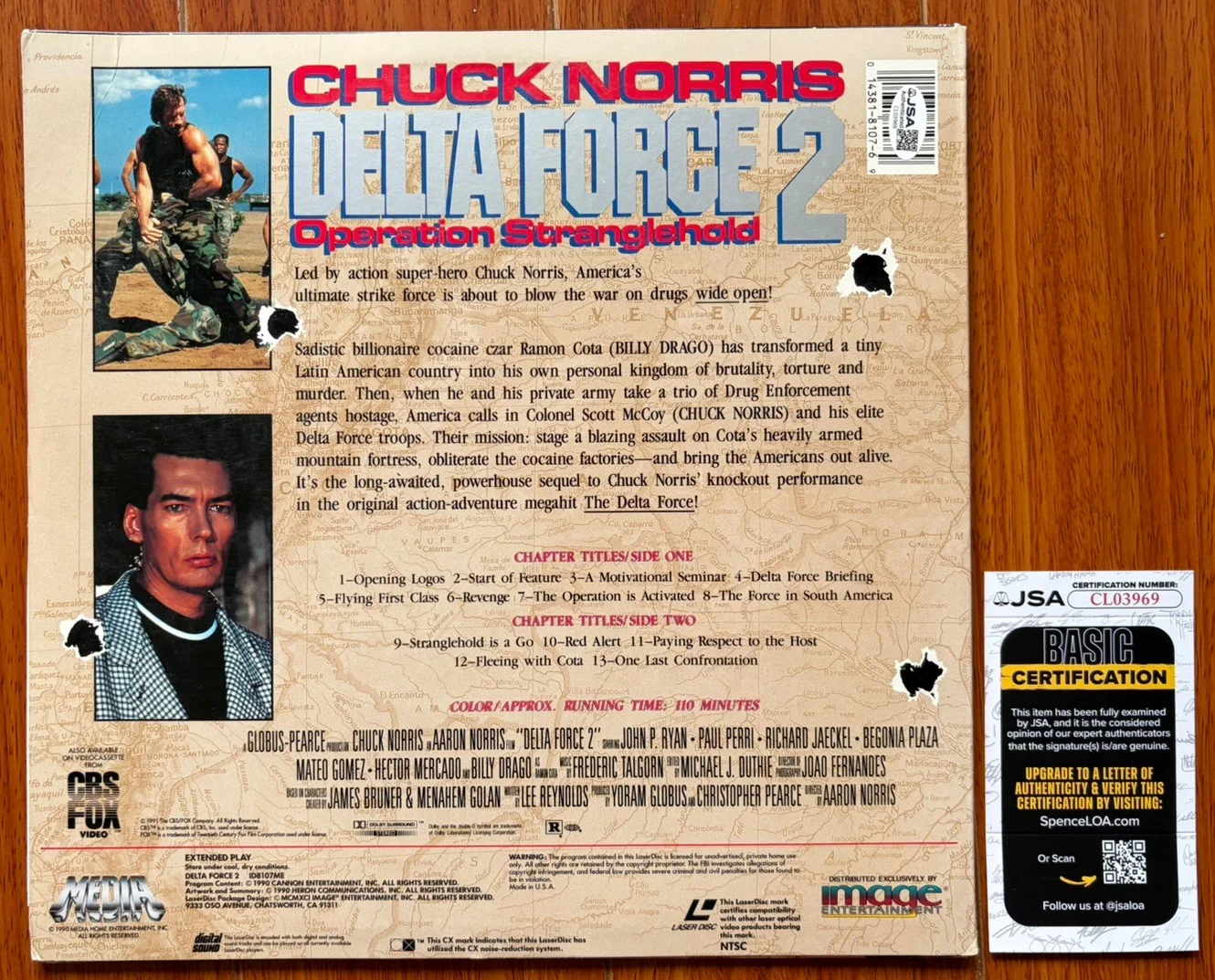 Chuck Norris AUTO Autographed Signed Laser Disc Delta Force II Movie JSA LEGEND, изображение 2