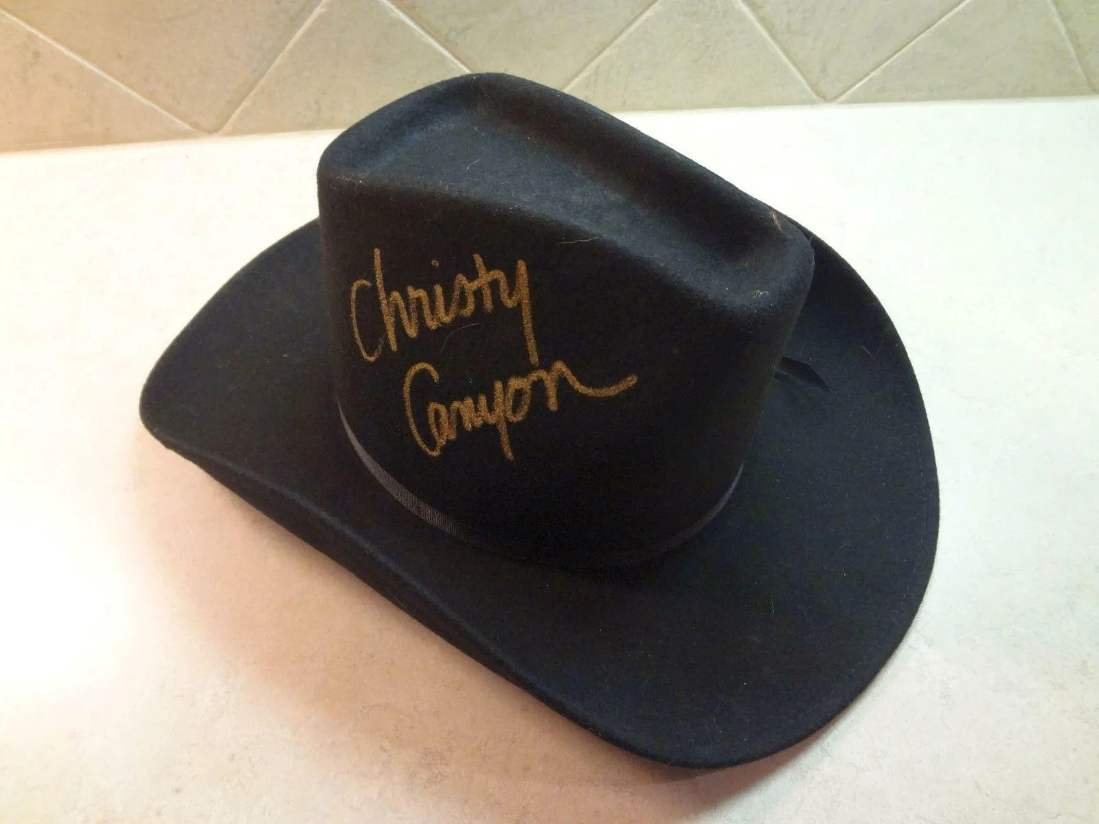 Christy Canyon & Victoria Paris Stage Used Signed Hat w/Proof Pic, image 2