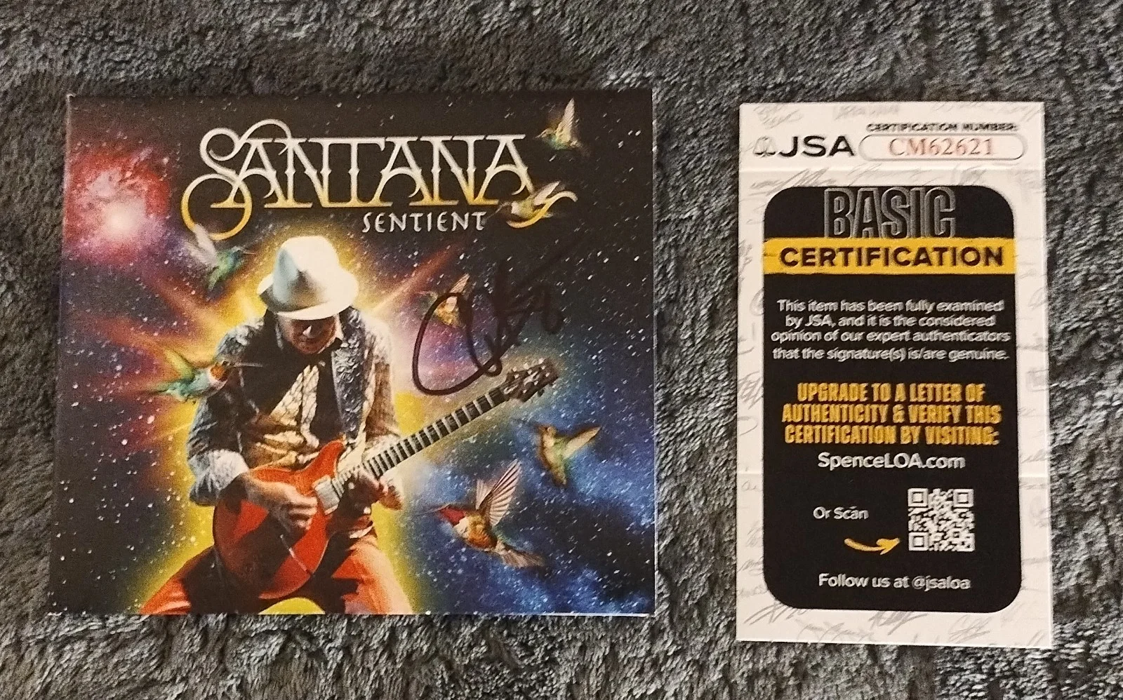 CARLOS SANTANA SIGNED SENTIENT CD GUITAR LIVE PHOTO FRAMED SUPERNATURAL JSA, image 2