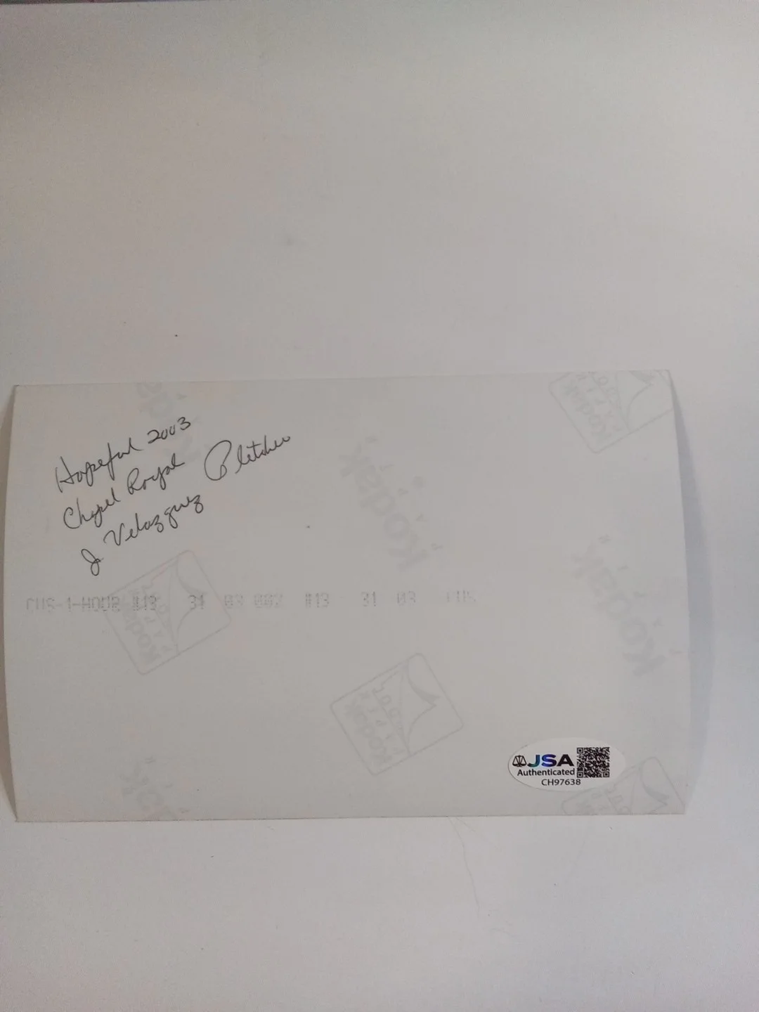 John R. Velazquez Signed 4x6 Photo HOF Jockey Kentucky Derby JSA, изображение 3