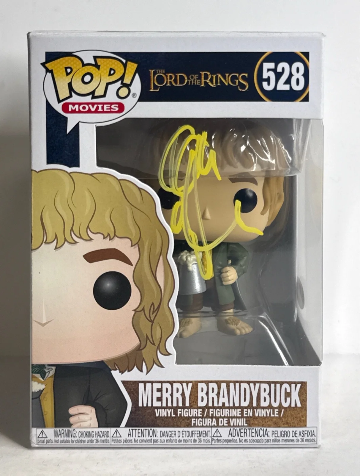Dominic Monaghan — Dominic Monaghan Signed Merry BrandyBuck Lord Of the Rings Funko #528 PSA