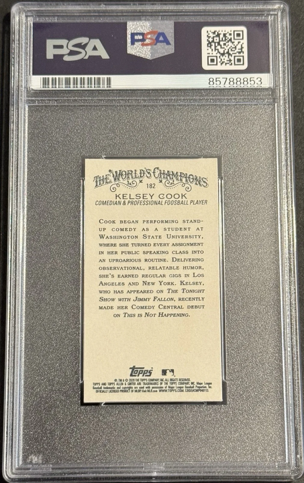 Kelsey Cook — Kelsey Cook Signed Auto 2020 Allen & Ginter Mini Gold Card PSA/DNA Slabbed Funny, image 2