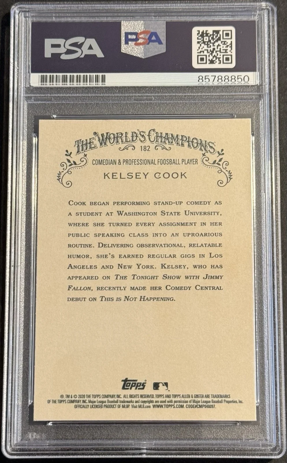 Kelsey Cook — Kelsey Cook Signed Auto 2020 Allen & Ginter Base Card PSA/DNA Slabbed Funny, изображение 2