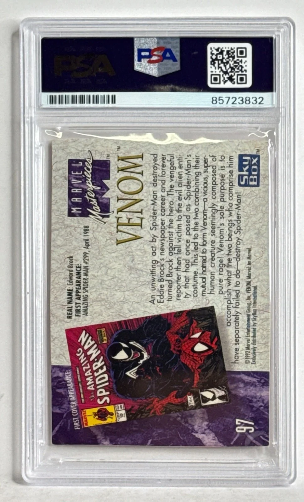 Sam De La Rosa — Sam De La Rosa Signed 1992 Marvel Masterpieces Sky Box Trading Card #97 Auto 10, image 3