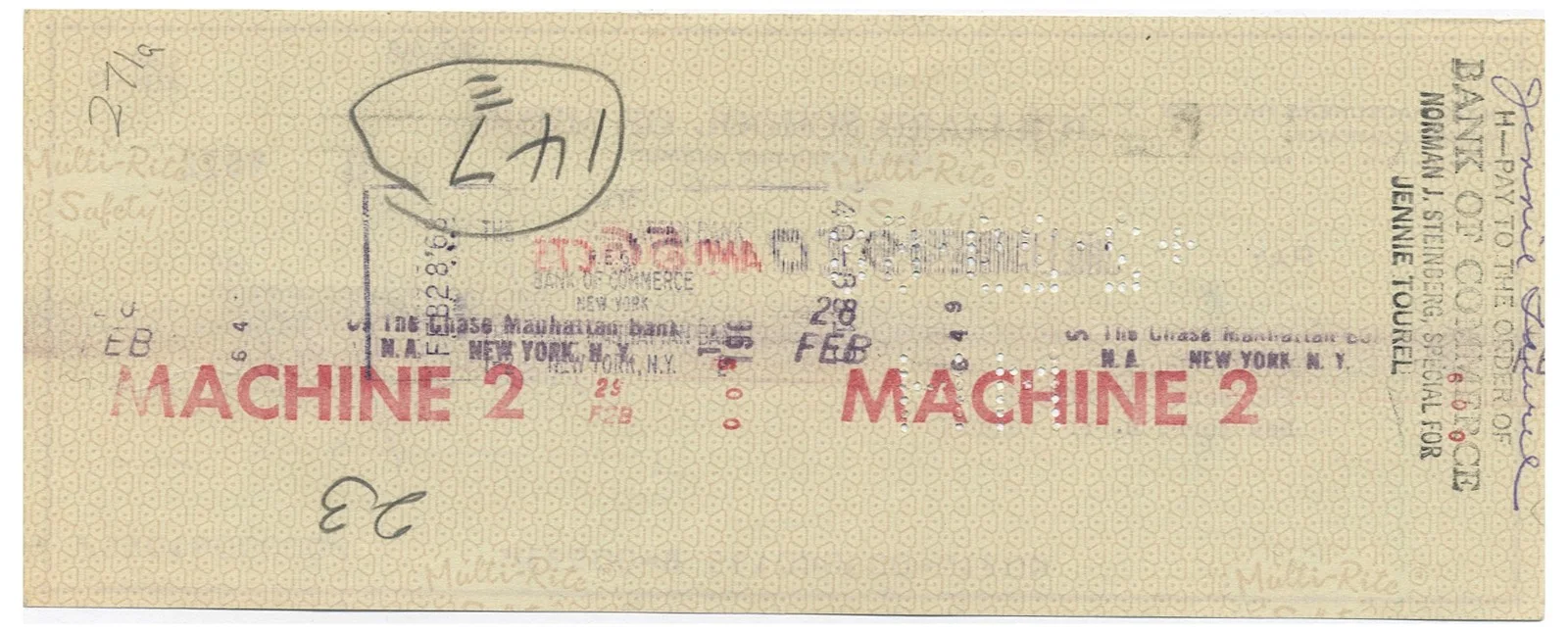 Jennie Tourel Autograph Clipping + 1968 Juilliard School Check (Payable to Her), image 2