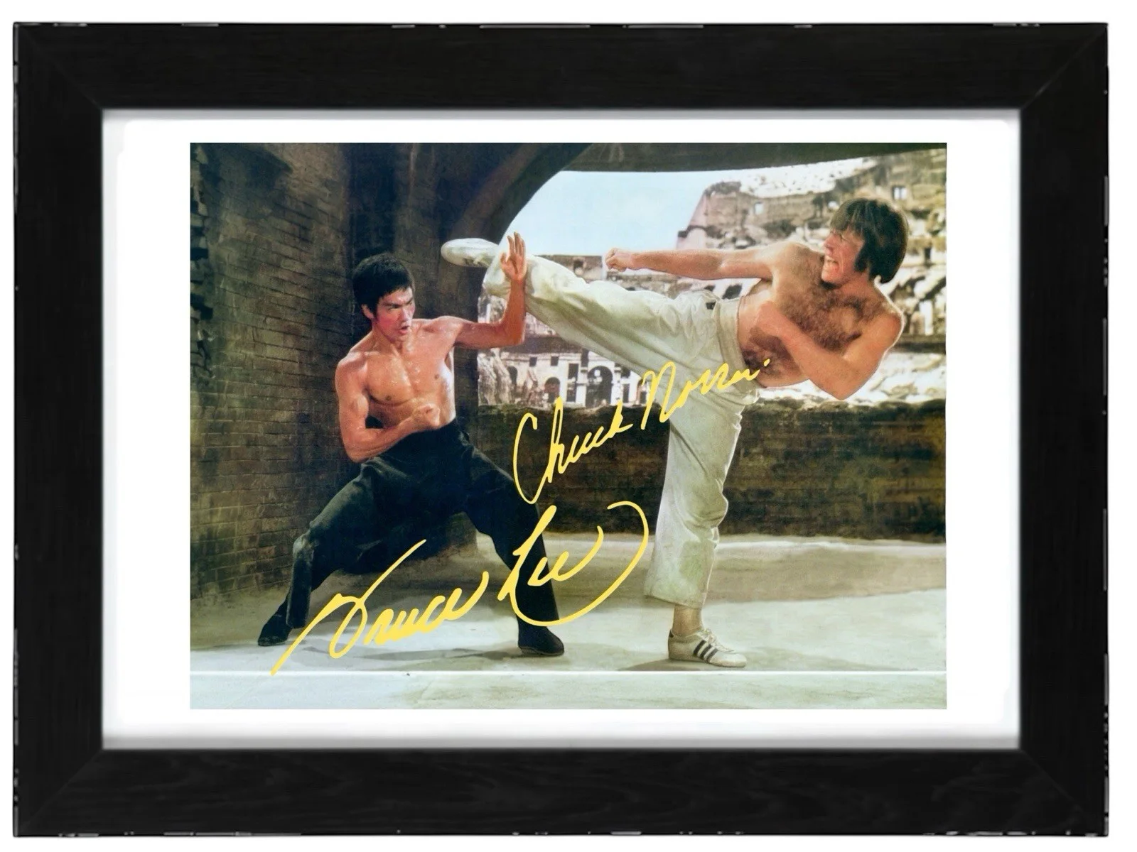 Chuck Norris and Bruce Lee Signed Autograph PHOTO Pre Print 6x4/A4/ Framed, изображение 2