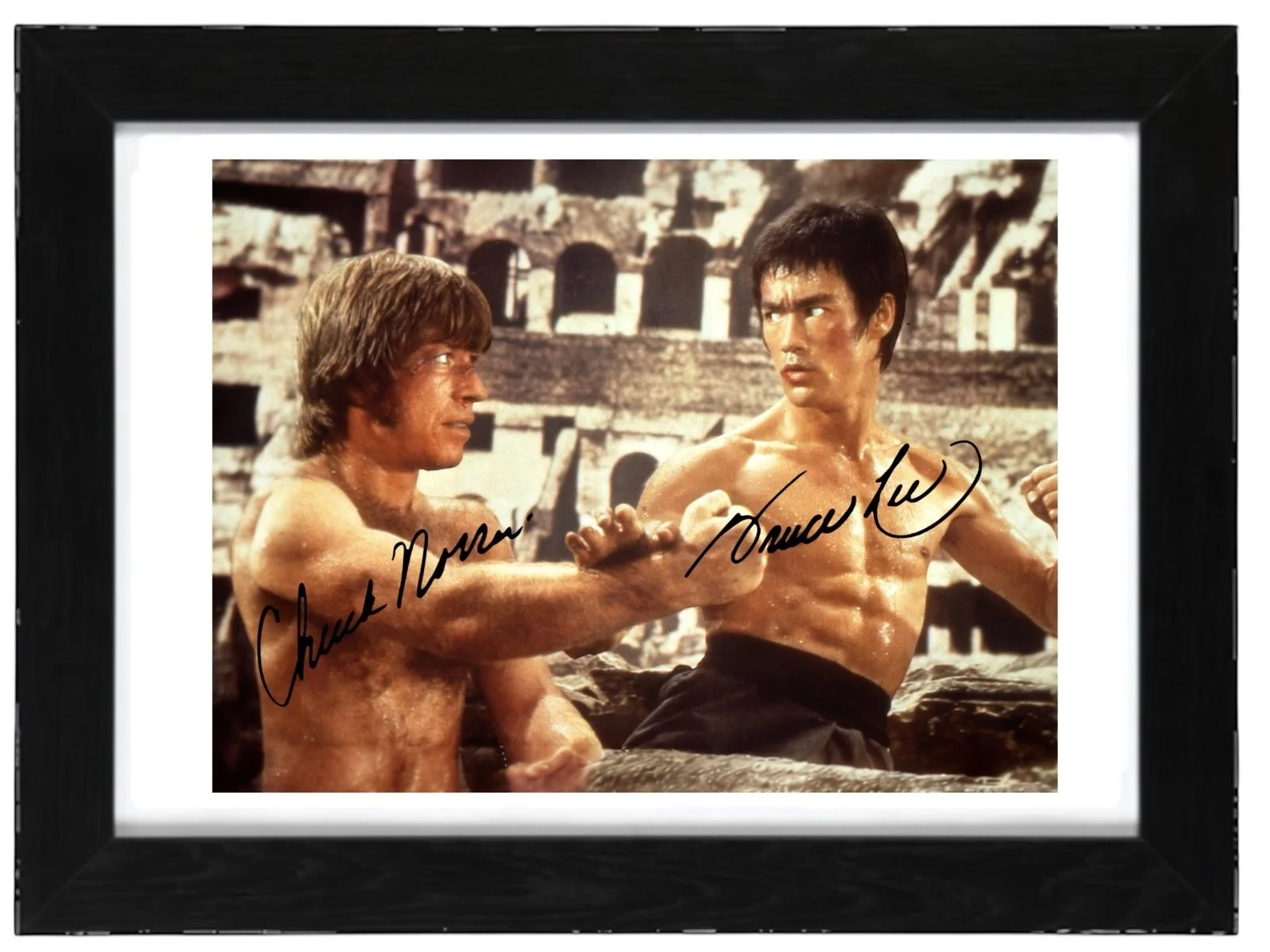Chuck Norris and Bruce Lee Signed Autograph PHOTO Pre Print 6x4/A4/ Framed, изображение 3