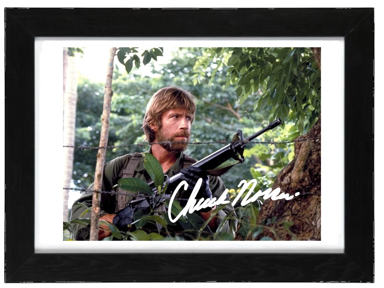 Chuck Norris Signed Autograph PHOTO Pre Print 6x4/A4/ Framed Missing In Action, image 3