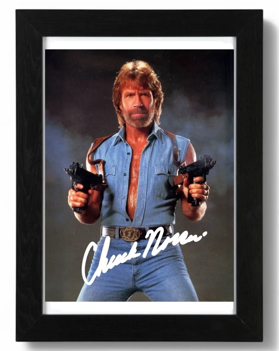 Chuck Norris Signed Autograph PHOTO Pre Print 6x4/A4/ Framed Invasion USA, image 3