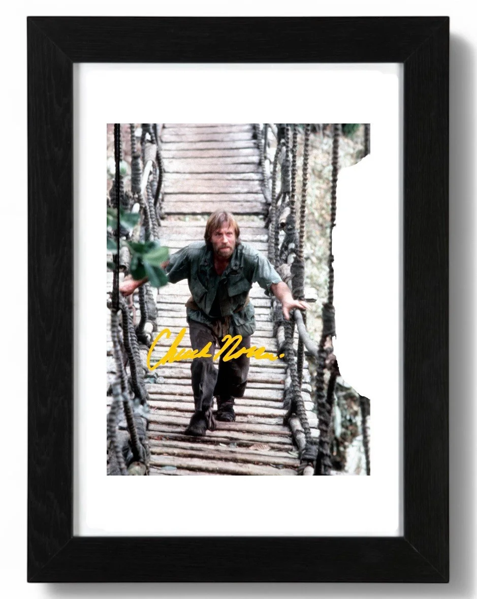 Chuck Norris Signed Autograph PHOTO Pre Print 6x4/A4/ Framed Missing In Action, image 2