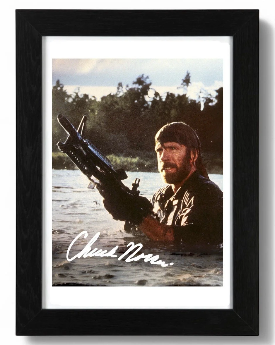 Chuck Norris Signed Autograph PHOTO Pre Print 6x4/A4/ Framed Missing In Action, image 2